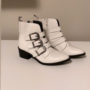 Steve Madden Buckled Booties White